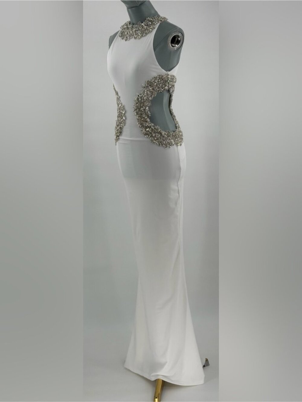 🆕 BRONX & BANCO 🧿 NWOT Camila Rhinestone Cut-Out Gown, White - Sz XS US 2 - Picture 5 of 16